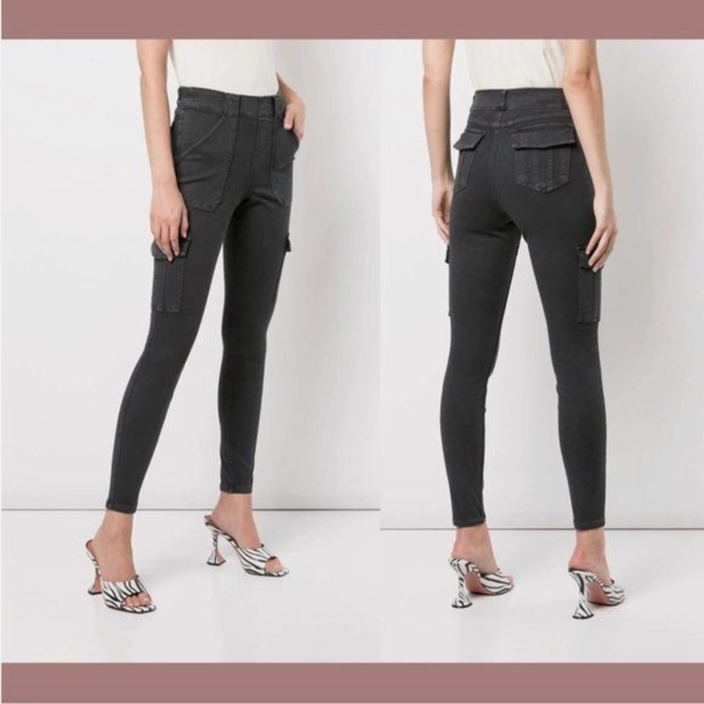 Spanx‎ Cargo Pants Womens Medium Black Stretch Twill Slim Pull On 20247R NEW